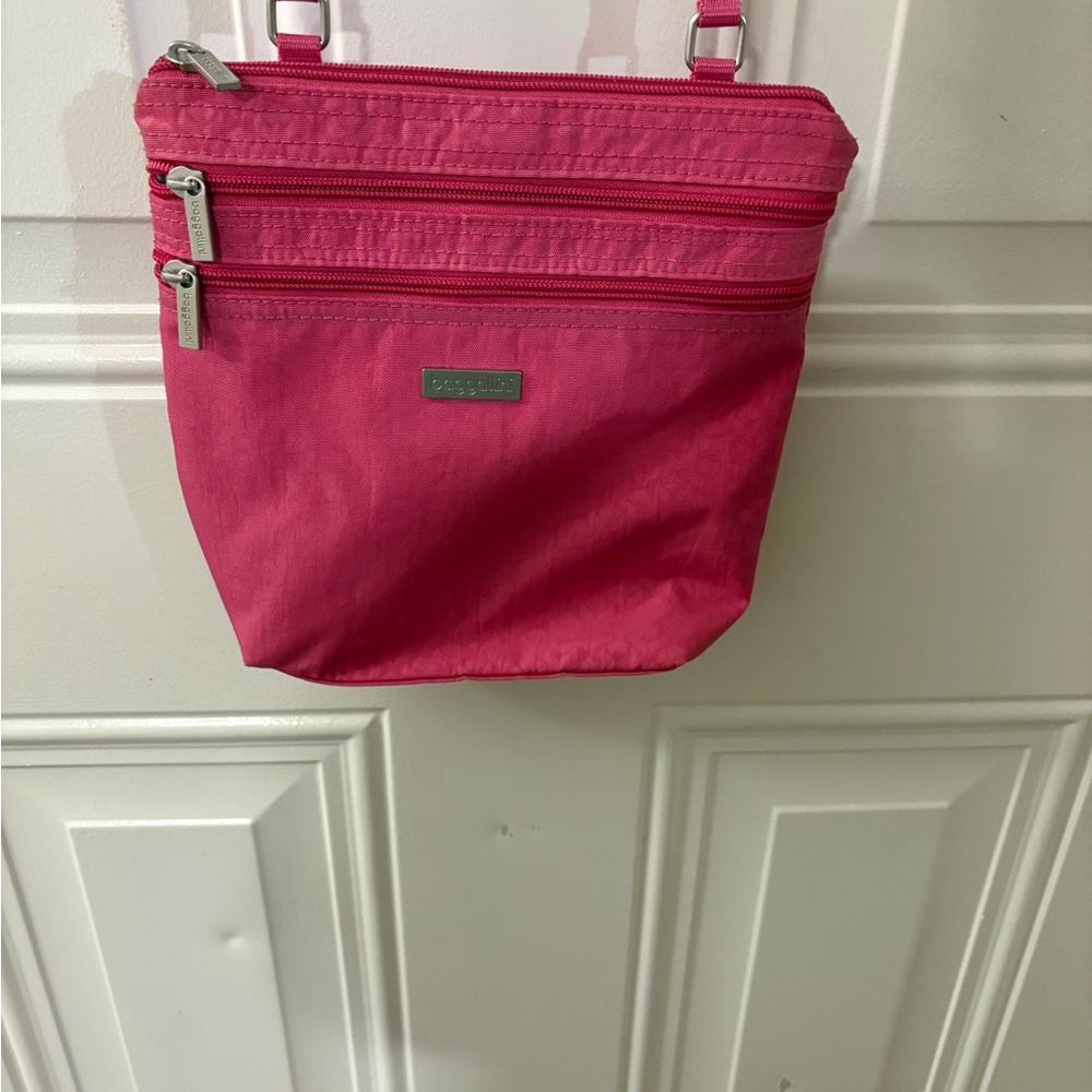 Baggallini Hot Pink Crossbody Bag with Multiple Zips